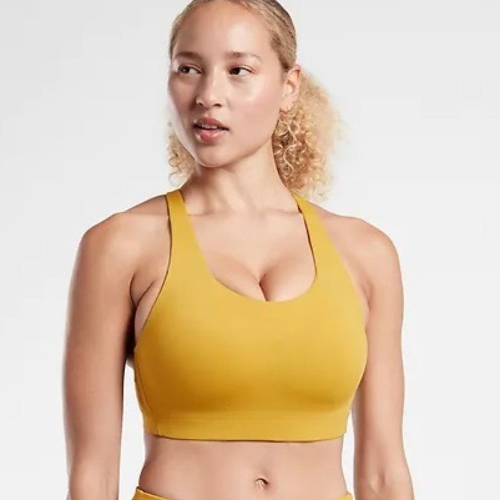 Athleta 36DD Advance High Impact Sports Bra Gym Running Sport Bra Yellow- draft